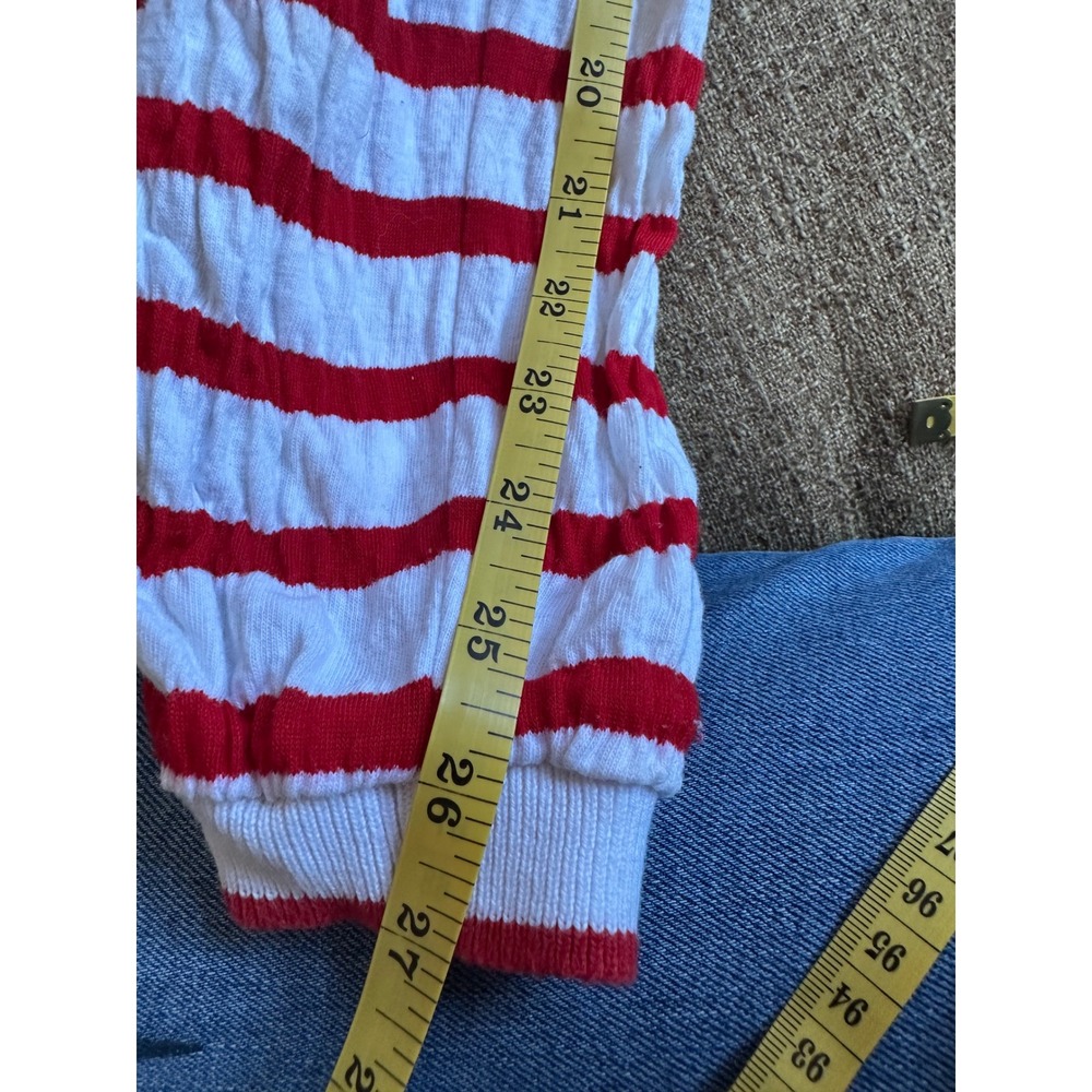 Phyllis Sues Vintage Red White Striped Crinkle Pants Tropical Patch Retro Small - Picture 16 of 16